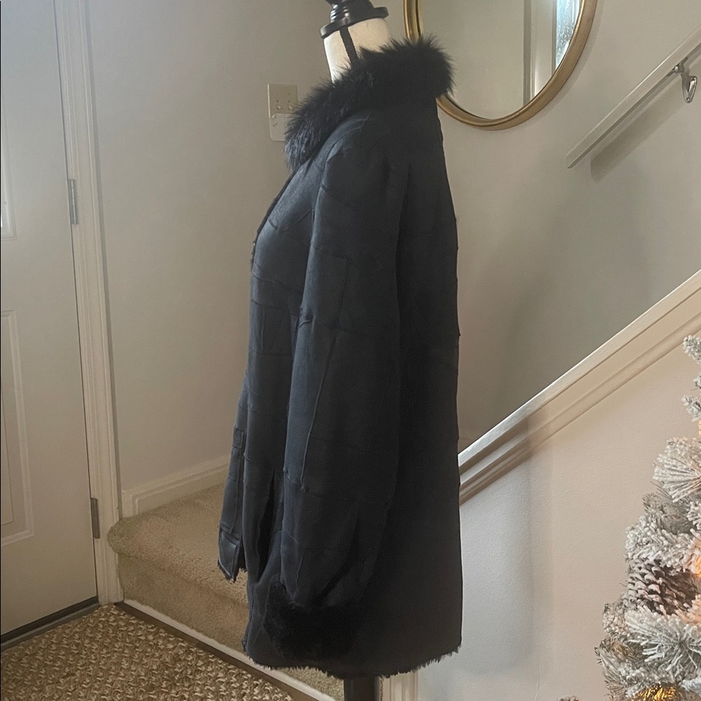 Jean Guise Tamara A.S. 100% Lambskin Elegant Black Women's Coat Jacket Size 14 - Picture 5 of 13